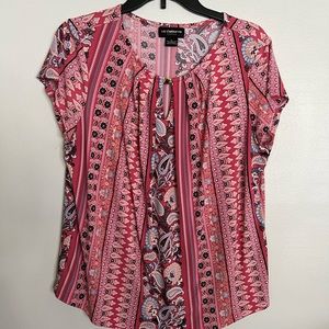 Liz Claiborne Career short sleeve blouse Size Large EUC 🔥